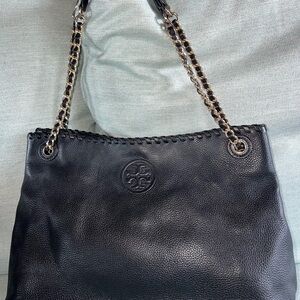 Tory Burch Black Leather Chain Strap Shoulder Bag